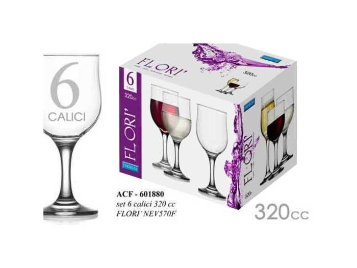 6 CALICE ACQUA 320CC FLORI
