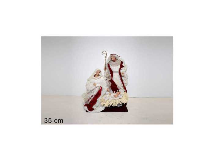 NATIVITA'BEIGE CON PIZZO E VELLUTO ROSSO