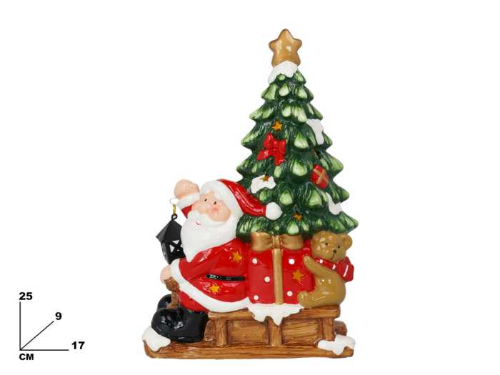 BABBO NATALE SU SLITTA C/LUCI
