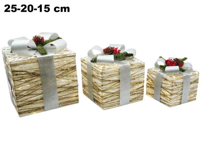 SET 3 PACCHI BIANCO/ARGENTO