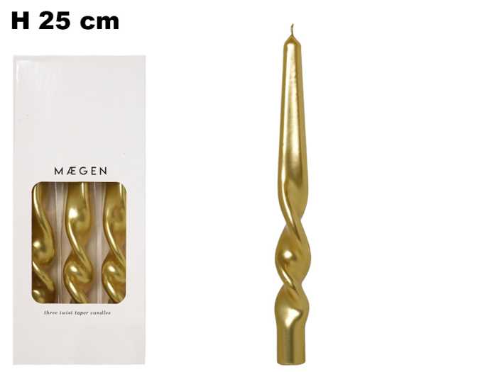 3CANDELE TORCIGLIONE DORATE