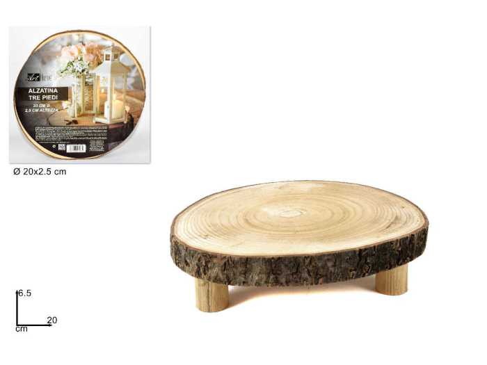 ALZATINA 3 PIEDI LEGNO 20CM