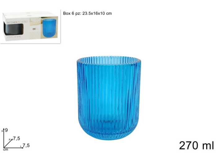BICCHIERI VETRO 270ML 6PZ BLU
