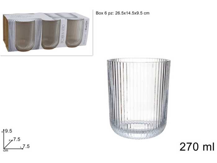 BICCHIERI VETRO 270ML 6PZ TRAS
