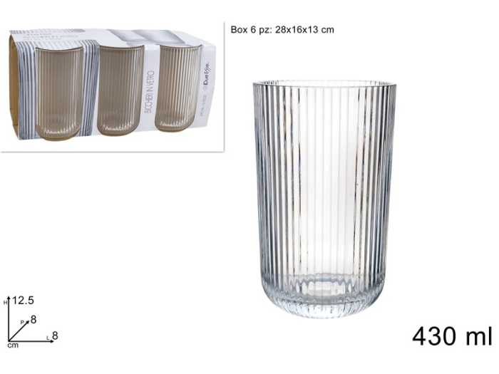 BICCHIERI VETRO 430ML 6PZ TRAS