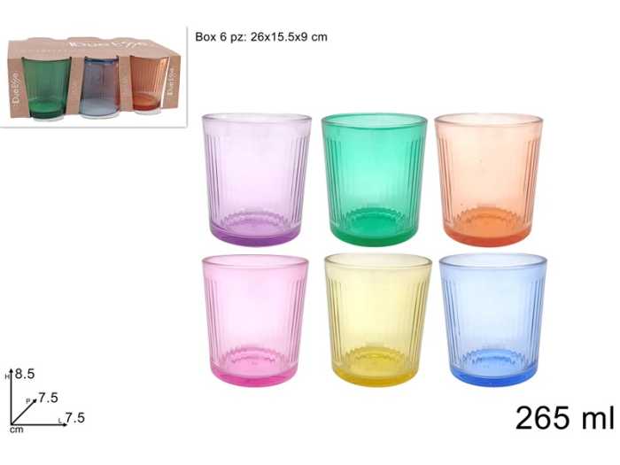 BICCHIERI VETRO 265ML 6PZ