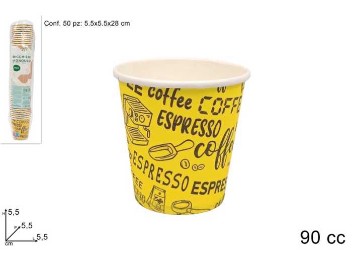BICCHIERI CAFFE'90CC 50PZ COL.