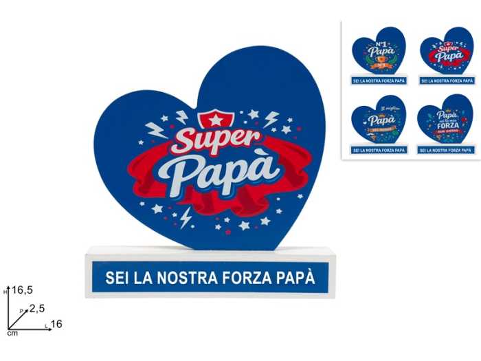 DEC.CUORE LEGNO FESTA PAPA'