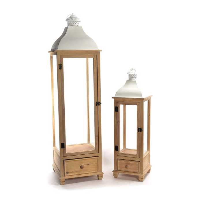 SET 2 LANTERNE IN LEGNO