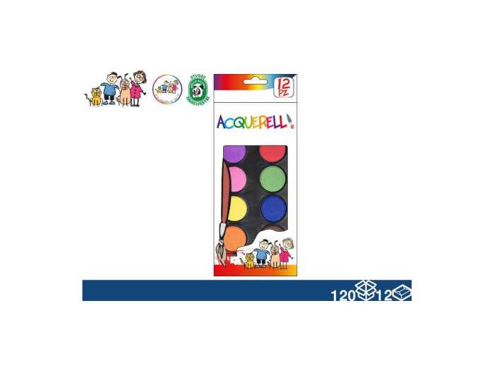 COLORI ACQUERELLI CON PENNELLI 12PZ