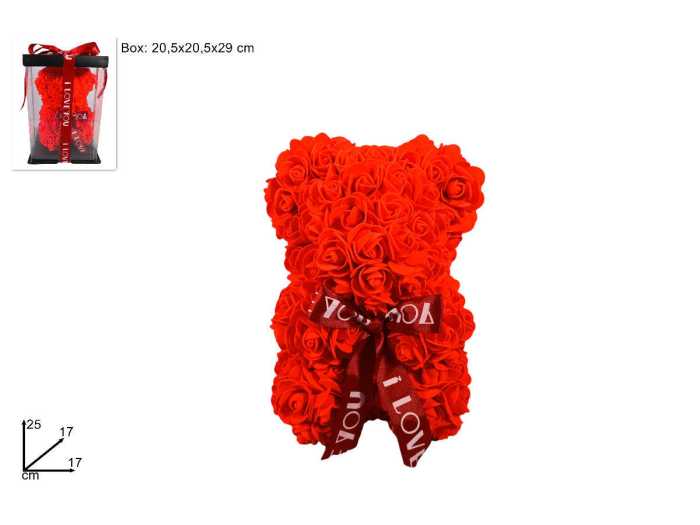 ORSETTO ROSE ROSSE CON FIOCCO