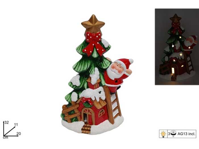 ALBERO C/B.NATALE 32CM C/LUCE