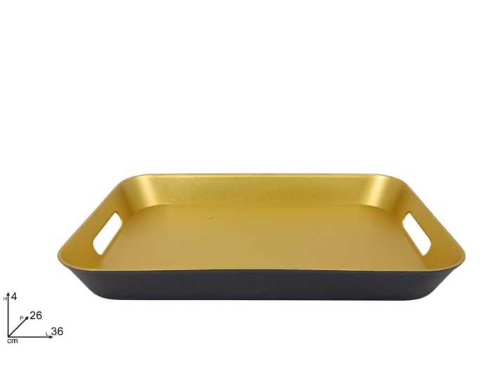 VASSOIO 36X26CM NERO/ORO