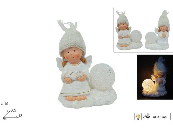 ANGELO 15CM CERAMICA C/LUCE