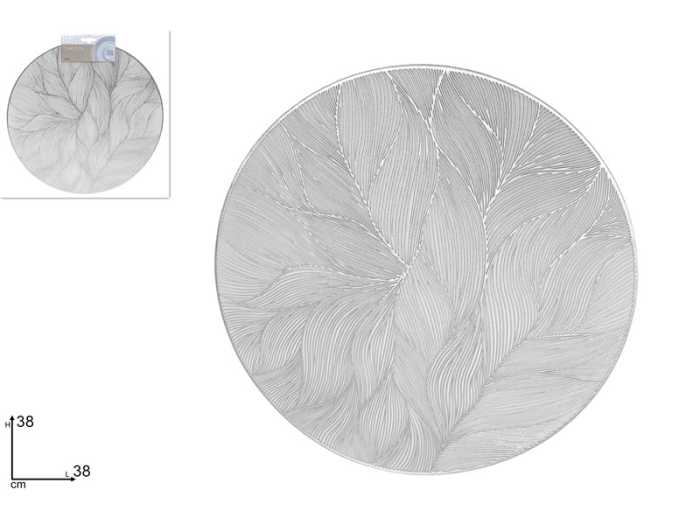 TOVAGL.TONDA 38CM FIORI SILVER