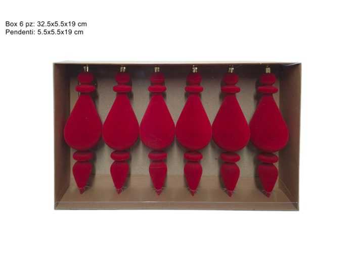PENDENTI 19CM 6PZ ROSSI VELL.