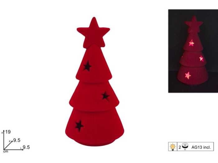 ALBERO 19CM C/LUCE VELL.ROSSO