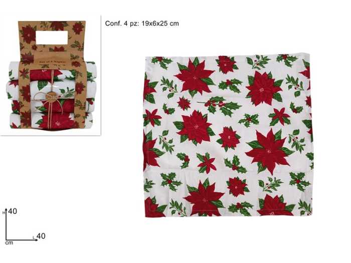TOVAGLIOLO 40X40 4PZ ROSSO