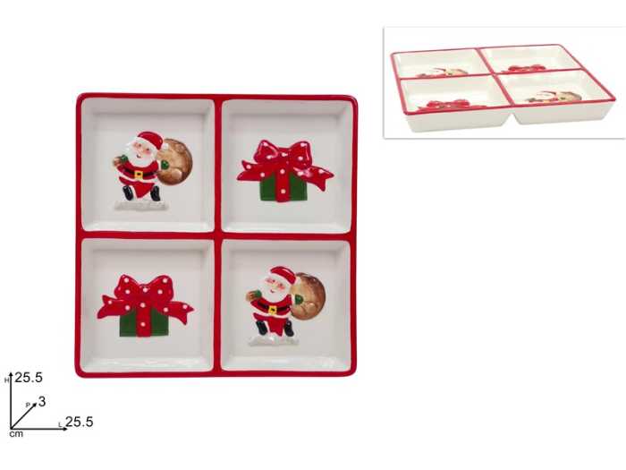 PIATTO QUADR.4 POSTI B.NATALE