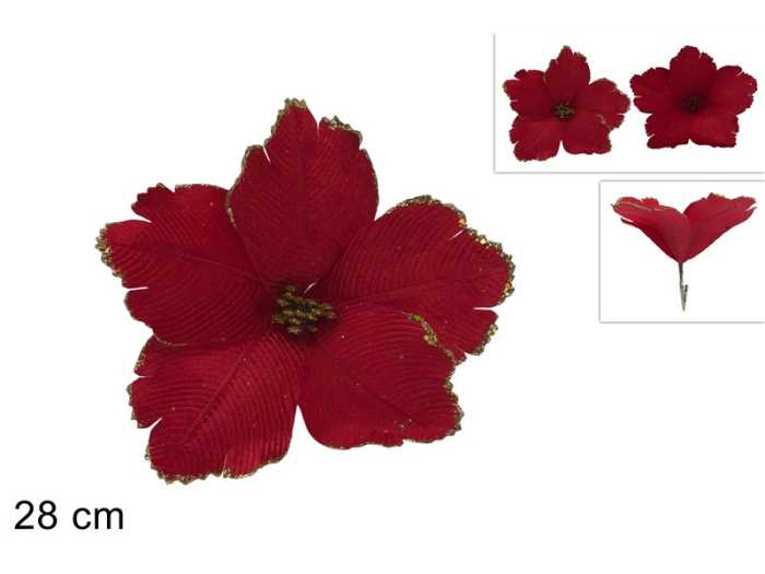 FIORE C/PINZ.ROSSO VEL.GLITTER