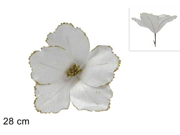 FIORE C/PINZ.BIANCO VEL.GLITT.