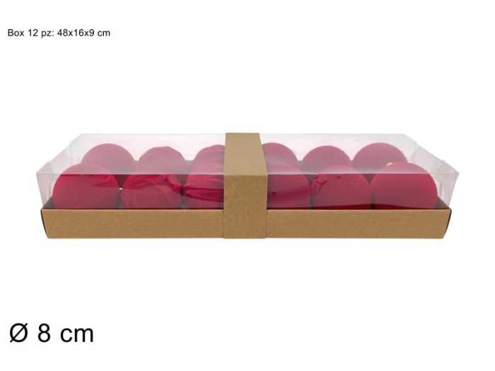PALLE 12PZ 8CM ROSSE EFF.VELLU