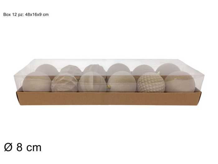 PALLE 12PZ 8CM BEIGE EFF.VELL.