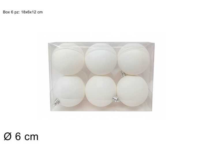 PALLE 6CM 6PZ BIANCO FLOCCATE