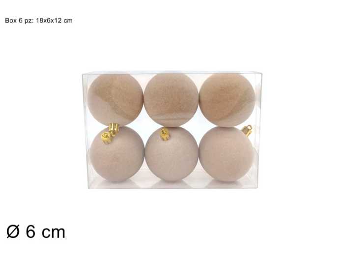 PALLE 6CM 6PZ BEIGE FLOCCATA