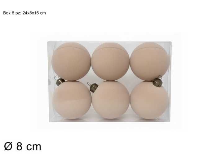 PALLE 8CM 6PZ BEIGE FLOCCATA