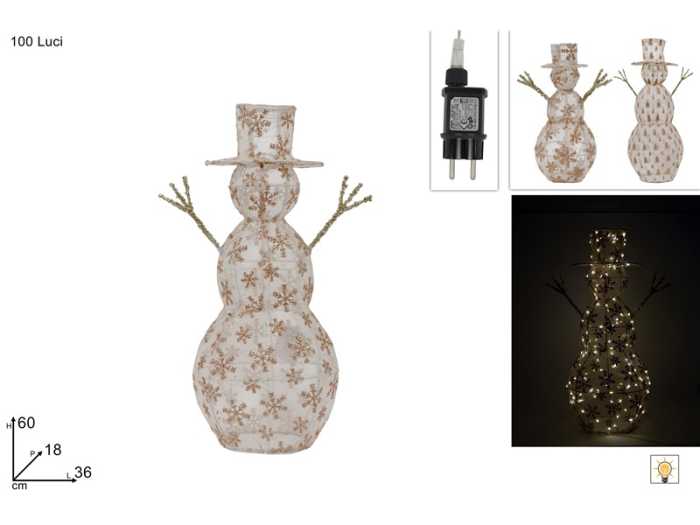 PUPAZZO DI NEVE 60CM C/LED