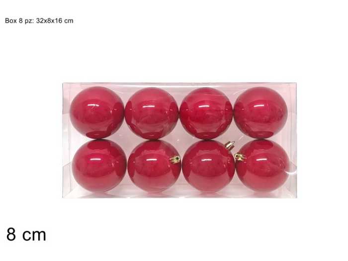 PALLE 8CM 8PZ ROSSE PERLATE