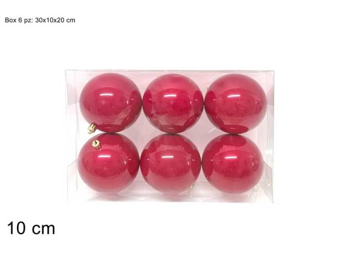 PALLE 10CM 6PZ ROSSE PERLATE