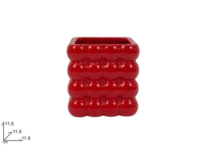 VASO QUADRATO ROSSO CERAMICA