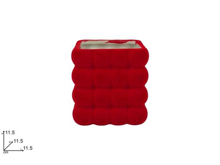 VASO QUADRATO ROSSO EFF.FLOCC.