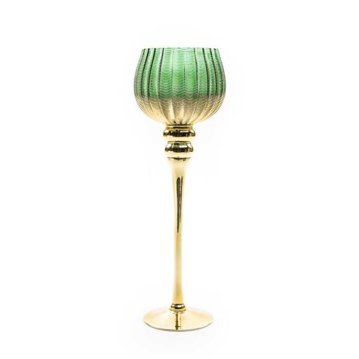 PORTACANDELA ORO/VERDE 13XH40