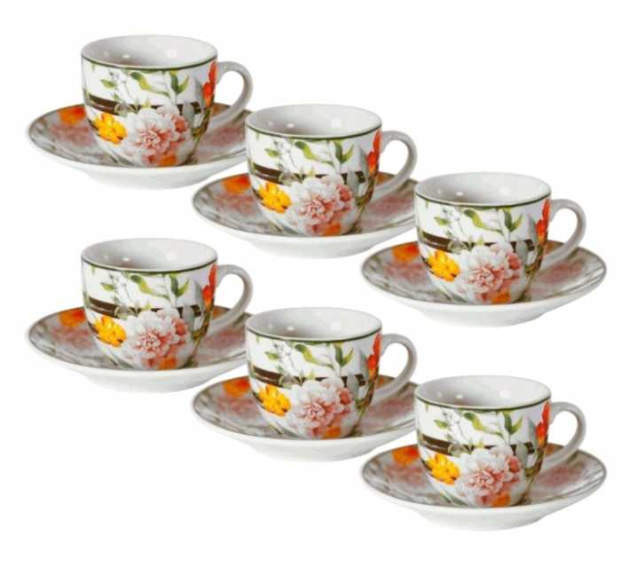 FLOWERS S/6 TAZZE CAFFE+PIATTO