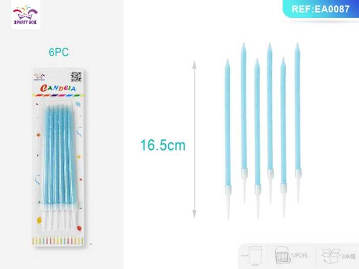 CANDELA BLU GLITTER 16,5CM