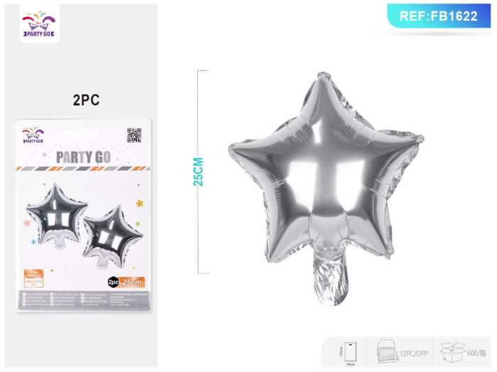 MYLAR STELLA ARGENTO 25CM